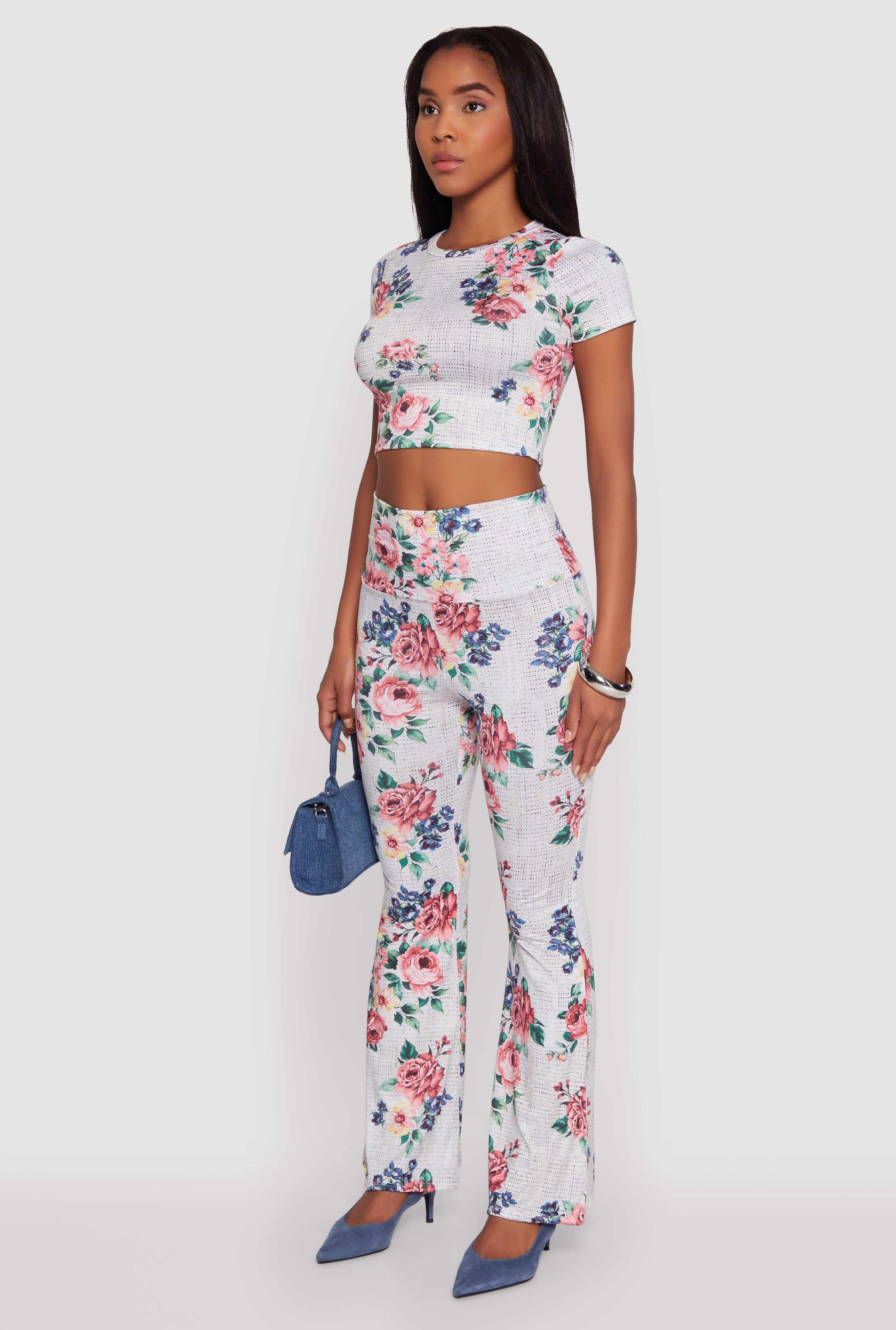 Floral Print High Neck Crop Top