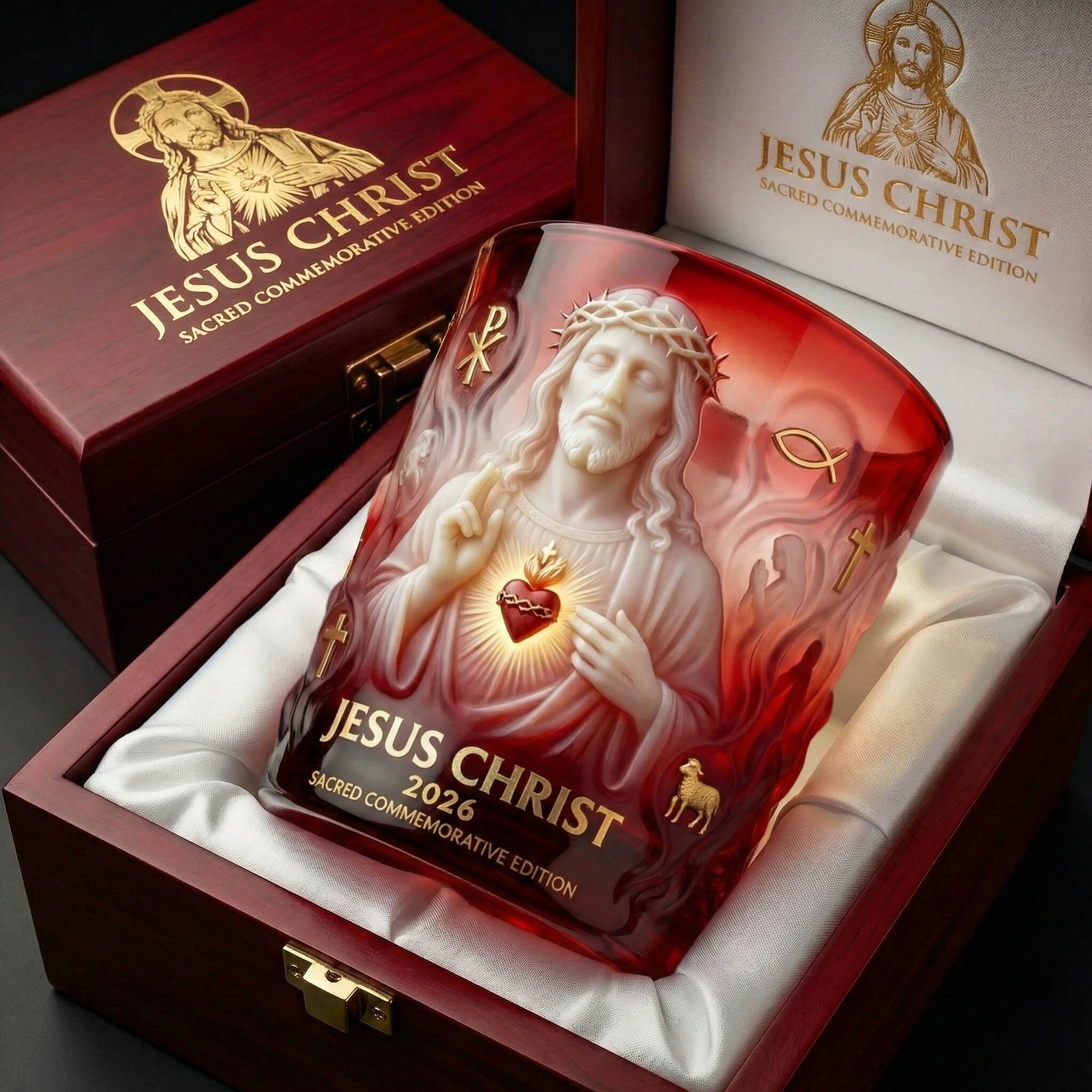 Jesus Christ Sacred Blessing Whiskey Glass