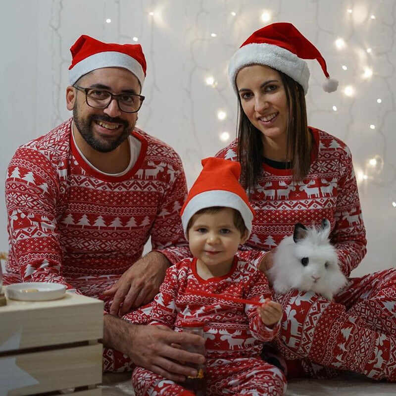 Red Xmas Spirit Matching Family Pajamas
