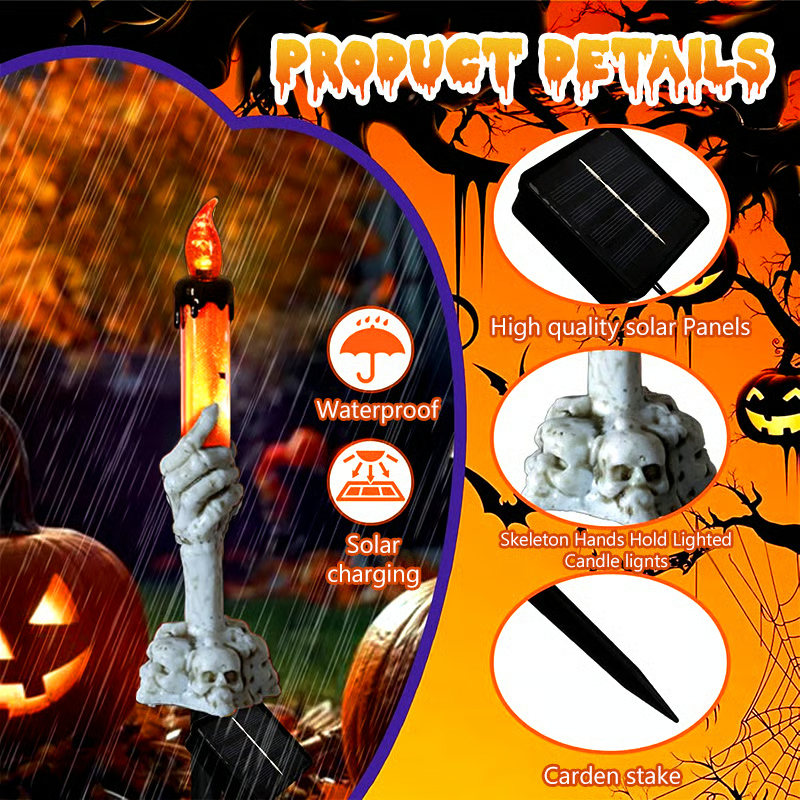 💀Solar Powered Skull Candle Light