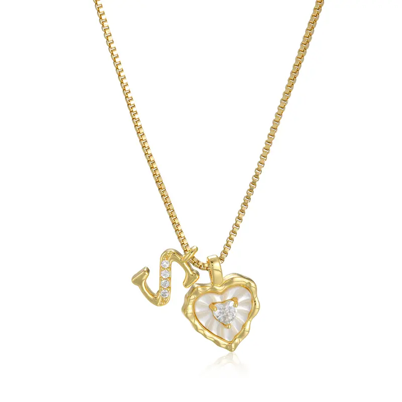 🔥Last Day 69% OFF ✨Gold Shell Heart CZ A-Z Initial Necklace, Valentine's Day Jewelry Gift