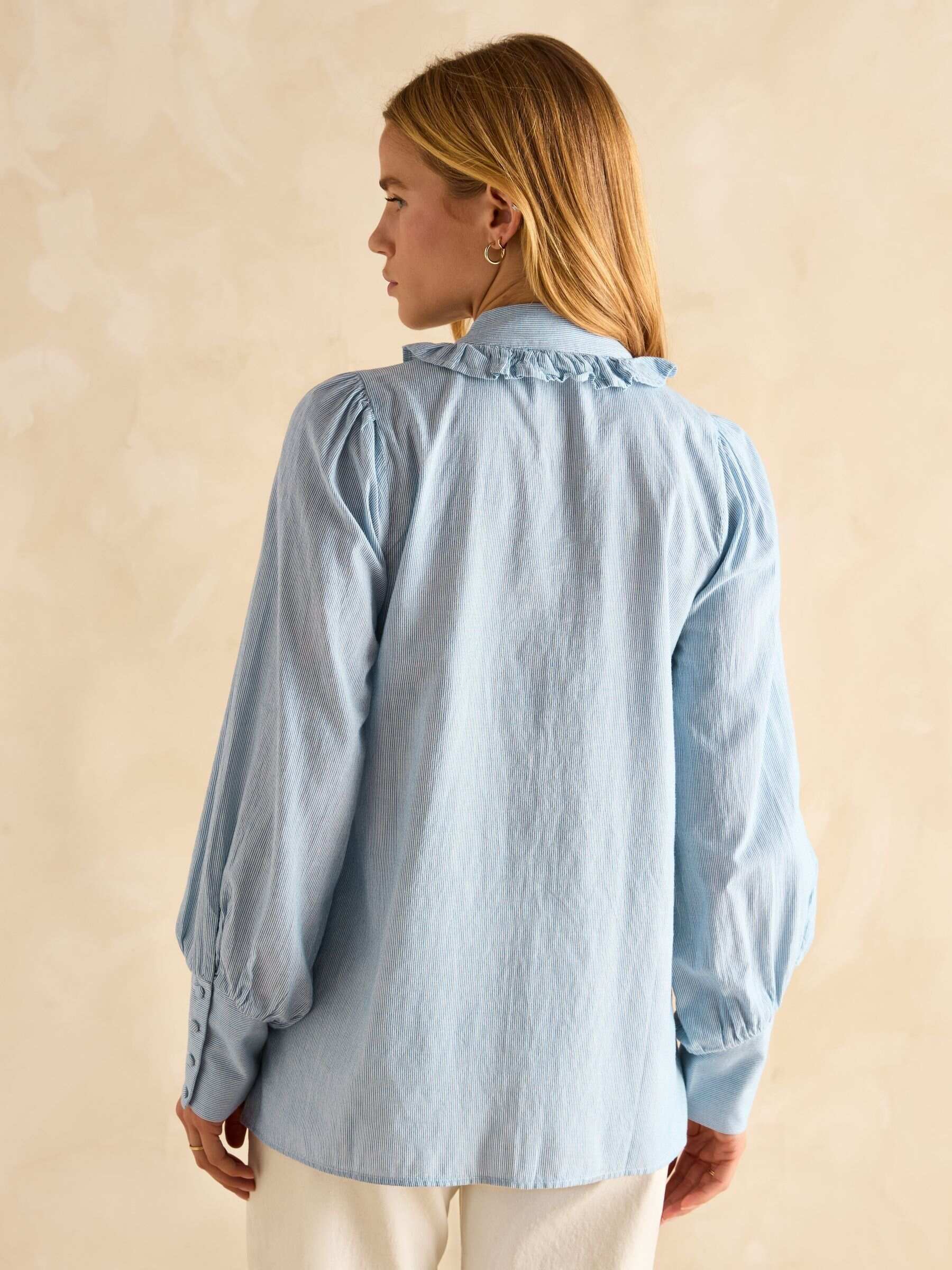 Harper Blue Tie Neck Blouse