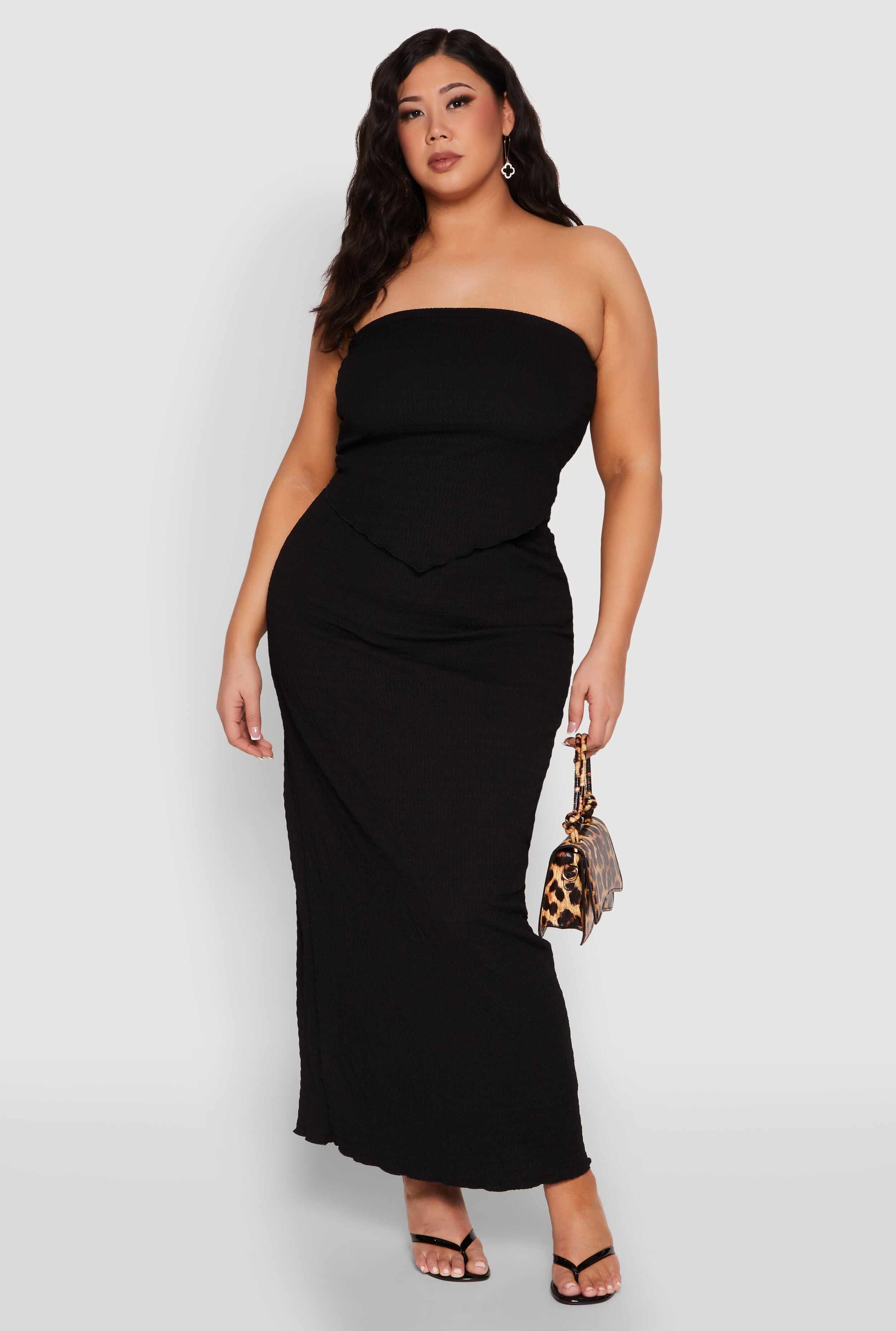 Plus Size Almost Famous Textured Hanky Hem Tube Top