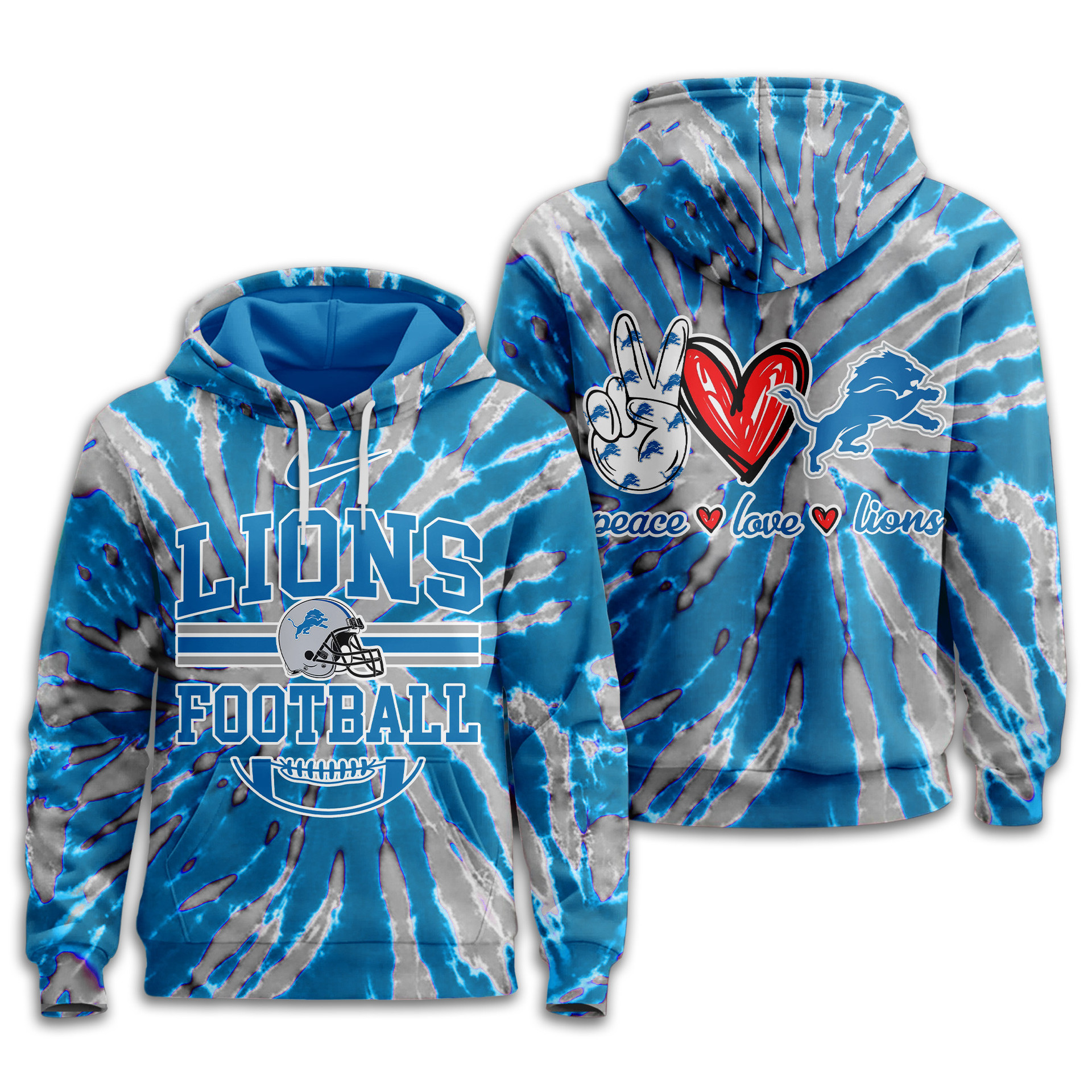 Detroit Lions | Premium NFL Tie Dye 3D Hoodie TD