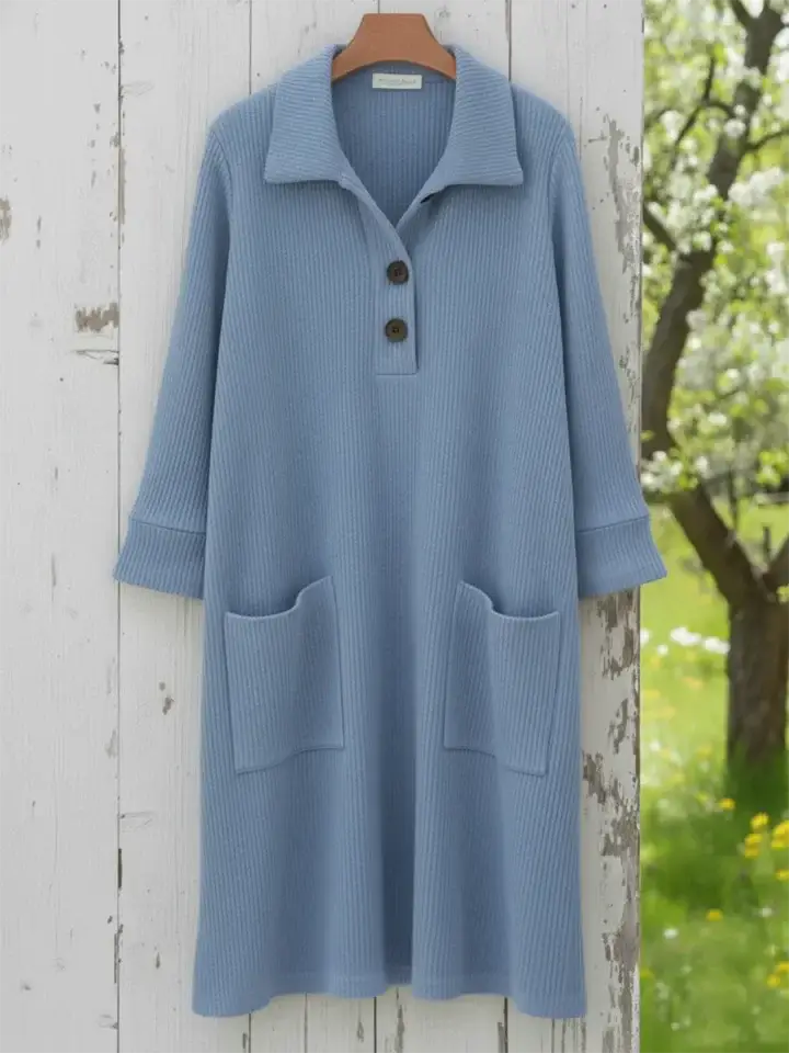 🔥Summer Arrivals🌟Cozy Stand-collar Button-up Midi Dress