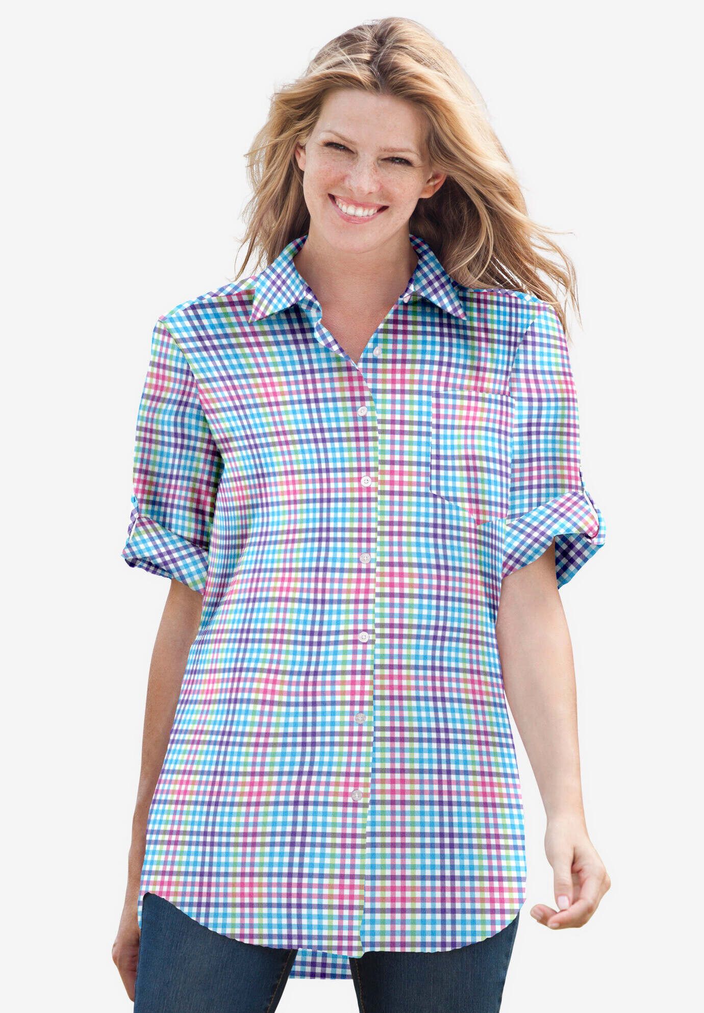 Short-Sleeve Button Down Seersucker Shirt