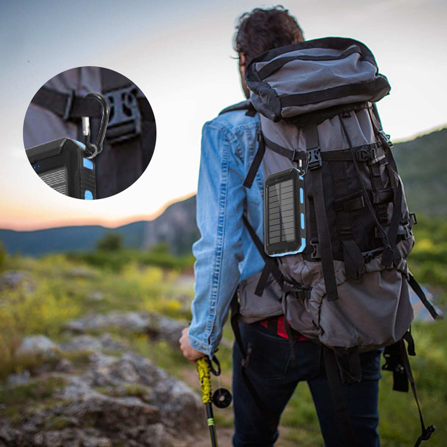 YELOMIN Solar Charger, 38800mAh Portable Solar Power Bank, Waterproof Battery Pack for Outdoor Activities, Camping External Backup Power Charger Dual USB 5V Outputs/LED Flashlights