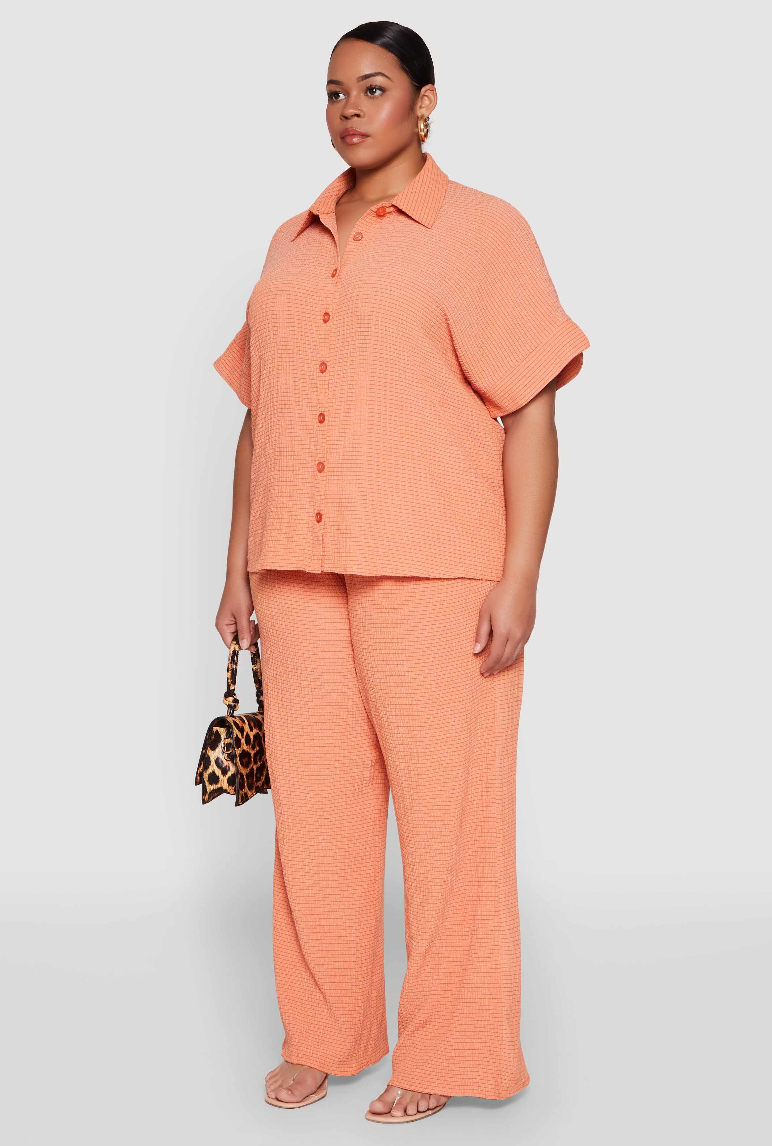 Plus Size Textured Knit Shirt