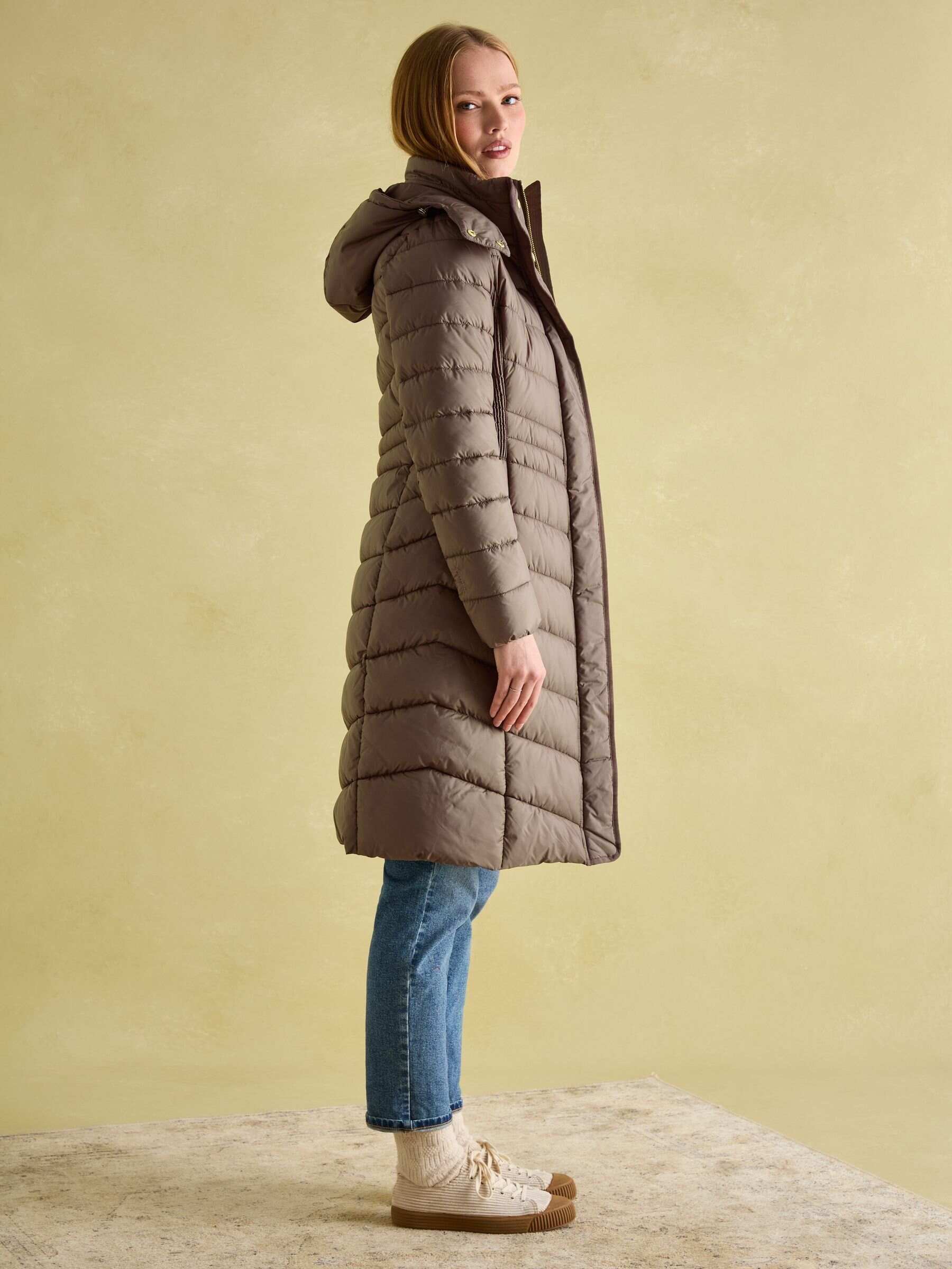 Pembury Neutral Showerproof Longline Padded Coat With Hood