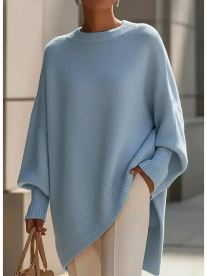 🔥Summer Arrivals🌟Women's Cozy Loose Asymmetrical Hem Sweater