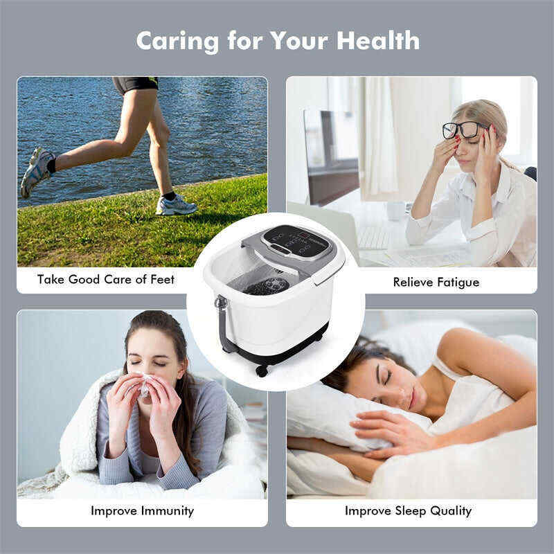 Portable Foot Spa Bath Motorized Massager with Heat Function Water Shower Shiatsu Massage Balls Time & Temper Control