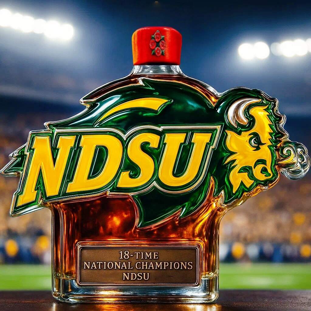 North Dakota State Bison 18-Time National Champion Whiskey Bottles