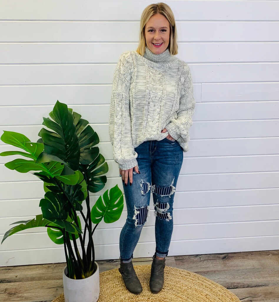 PLUS/REG Pinned and Patched Skinny Jeans