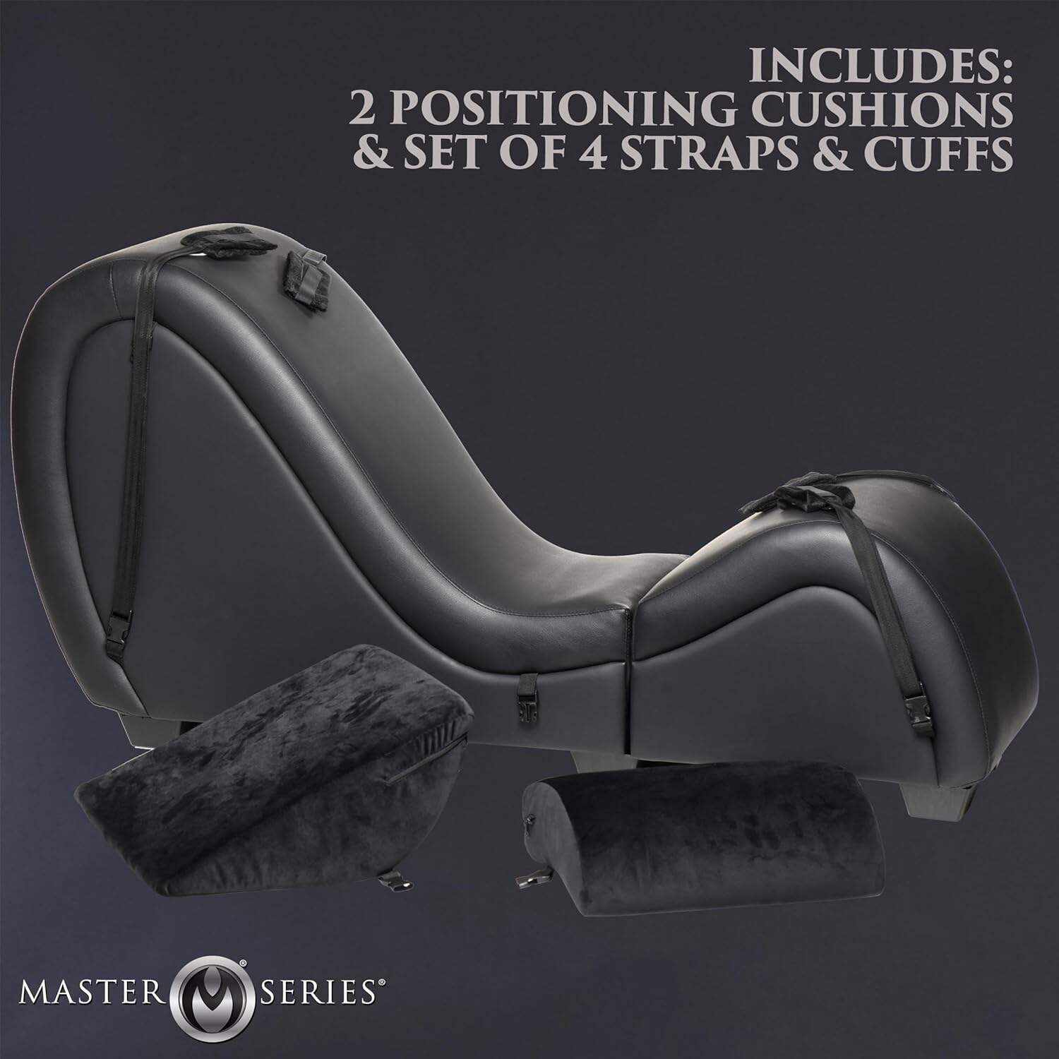 MASTER SERIES Detachable Kinky Couch Sex Chaise with Love Pillows for Men, Women, & Couples Sturdy Ergonomic Cushions Easy Storage Made with Vegan Leather Includes Soft Restraints. 6 Pieces - Red