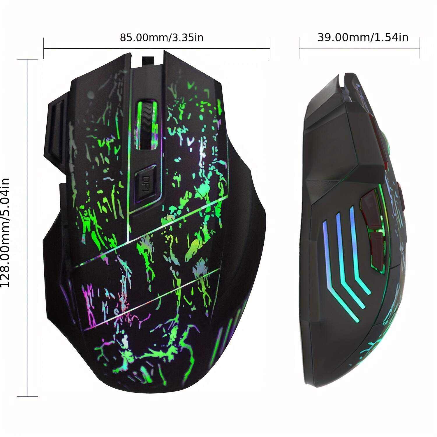 HXSJ Exploding Cracked Rainbow Light Gaming Mouse, A Gaming Mouse With Seven Buttons, Capable Of Reaching Up To 3200dpi.