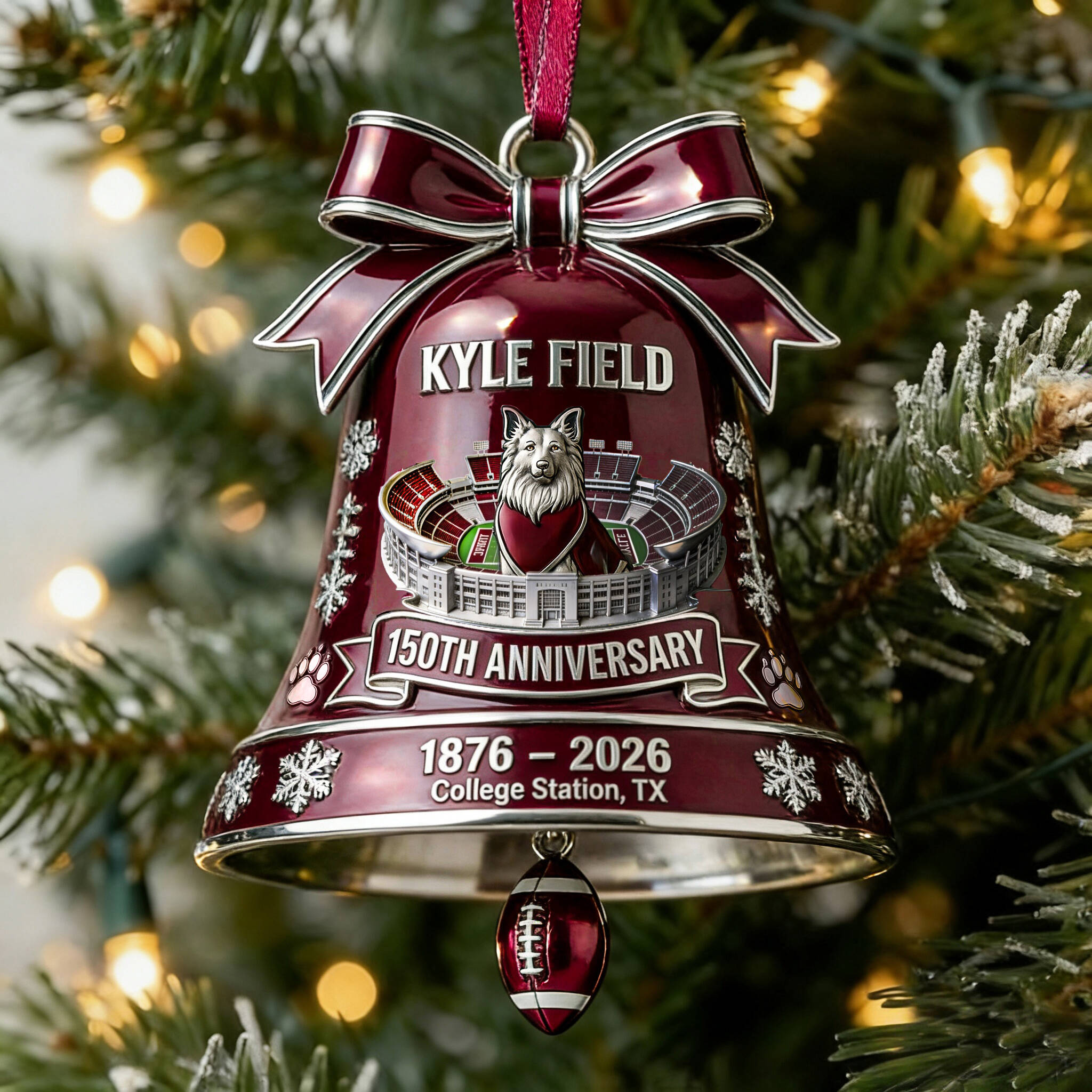 TX A&M Kyle Field 150th Anniversary Bell Ornament