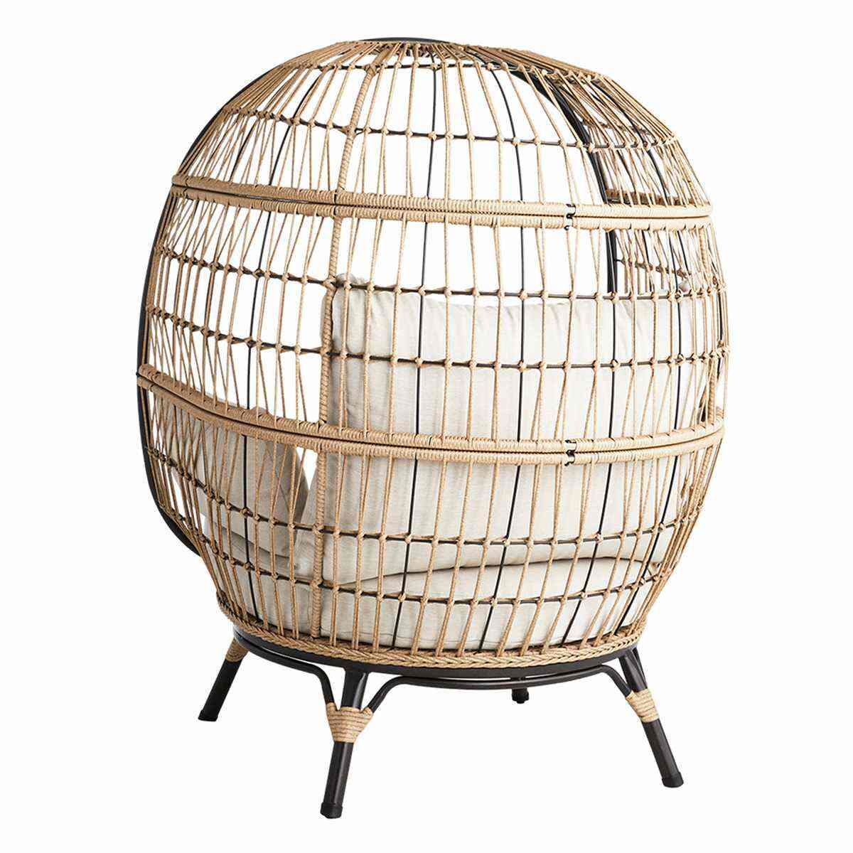 Paloma Taupe Wicker with Sand Cushions Oversized Patio Egg Chair