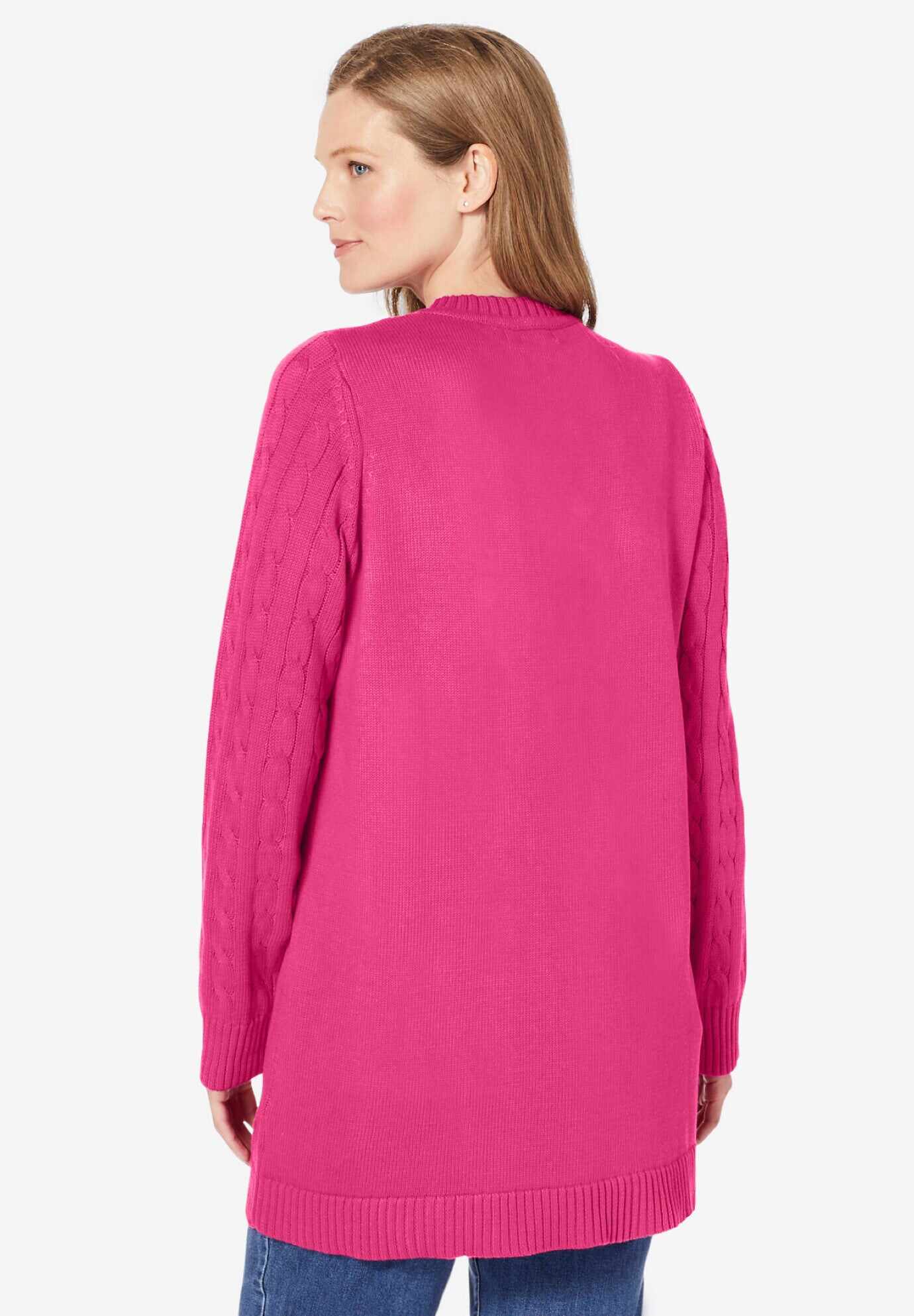Cotton Cable Knit Cardigan Sweater