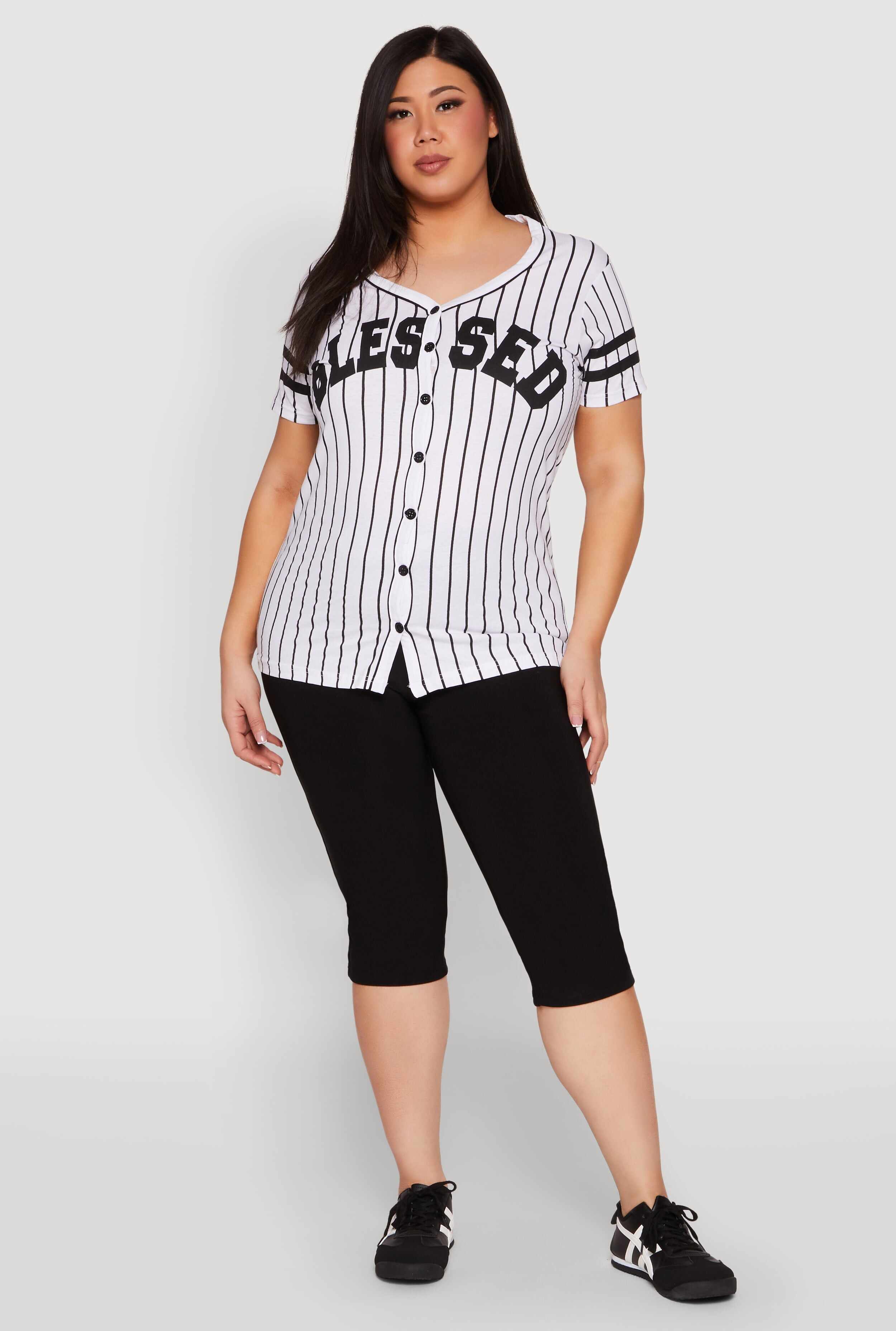 Plus Size Blessed 1 Graphic Baseball Shirt