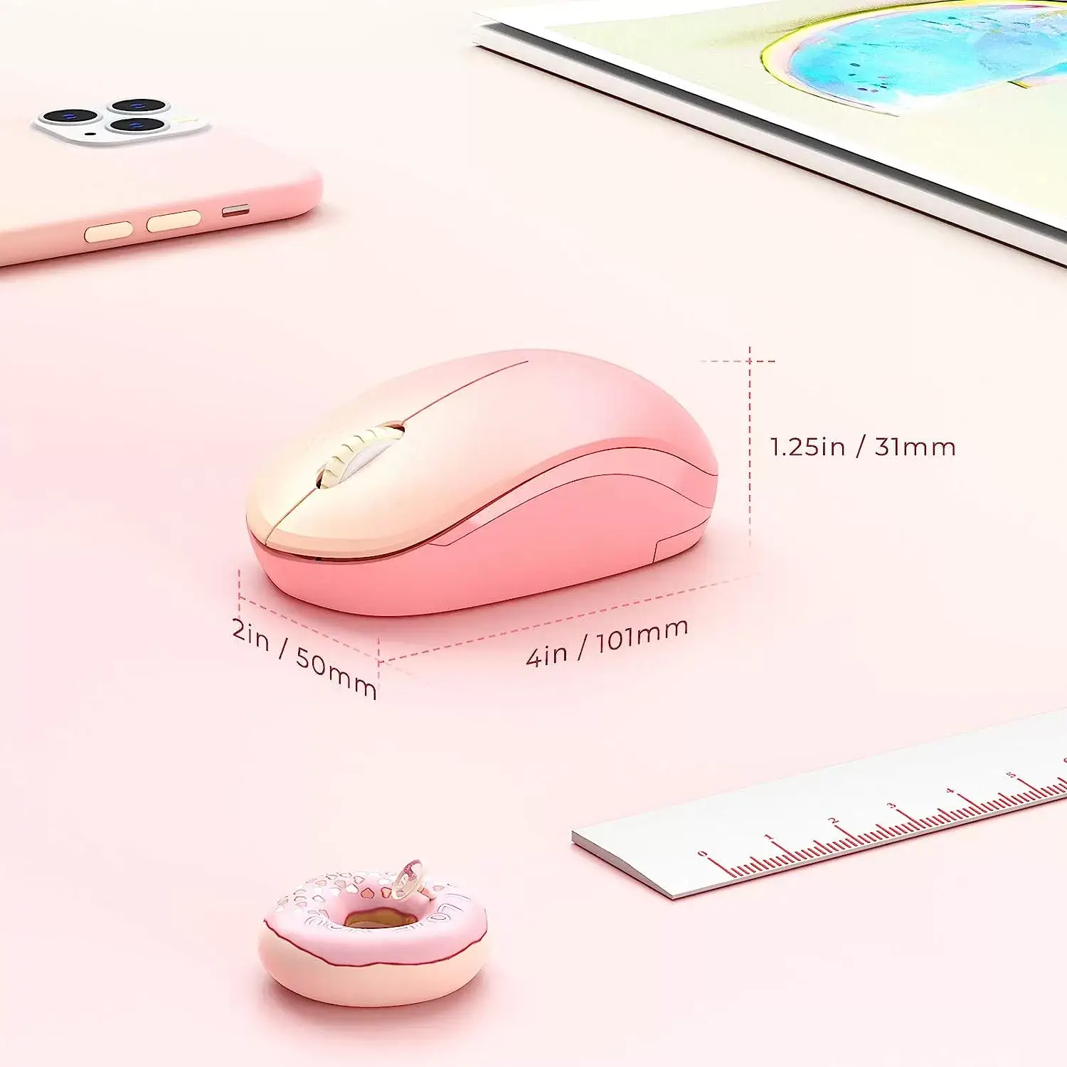 seenda Wireless Mouse, 2.4G Noiseless Mouse with USB Receiver - Portable Computer Mice for PC, Tablet, Laptop with Windows System - Mint Green