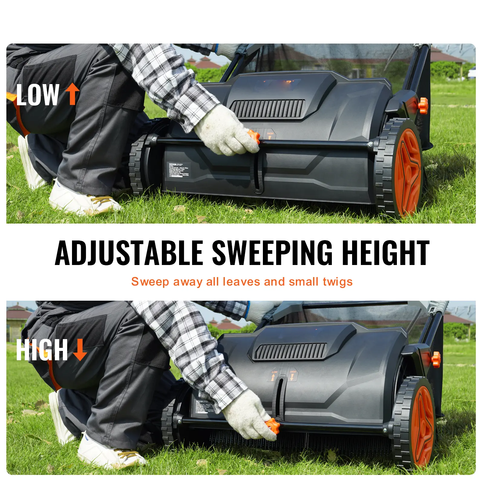 【Flash Sale】Push Lawn Sweeper, 21inch Leaf & Grass Collector, Heavy Duty Thickened Steel Durable to Use with Large Capacity 3.5 cu. ft. Mesh Collection Hopper Bag, 2 Spinning Brushes