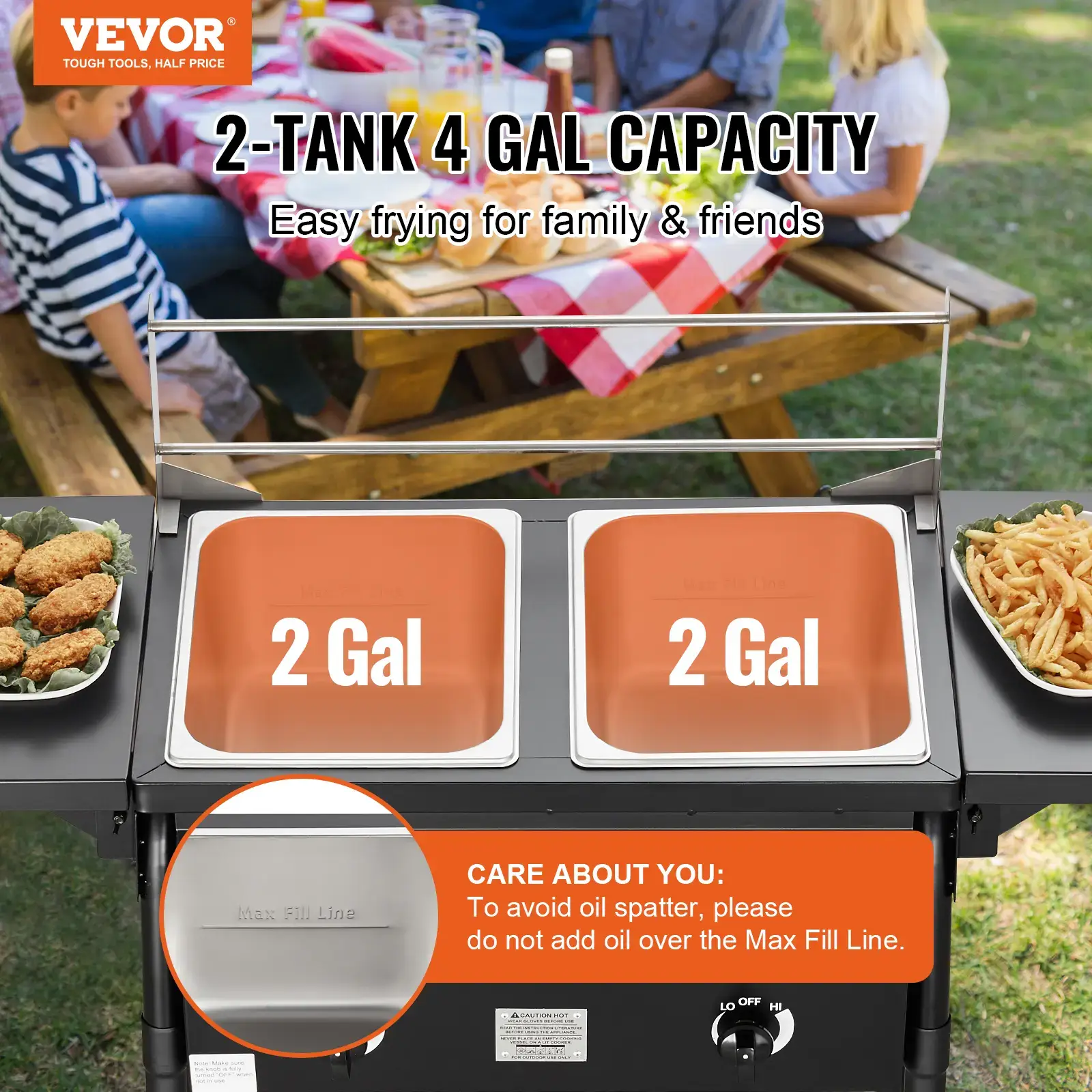 Outdoor Propane Deep Fryer,  Double Burners Commercial Fryer, 16 Qt Stainless Steel Cooker with Removable Baskets & Lids & Tanks, Oil Fryer Cart with Thermometer & Regulator, For Outdoor Cooking