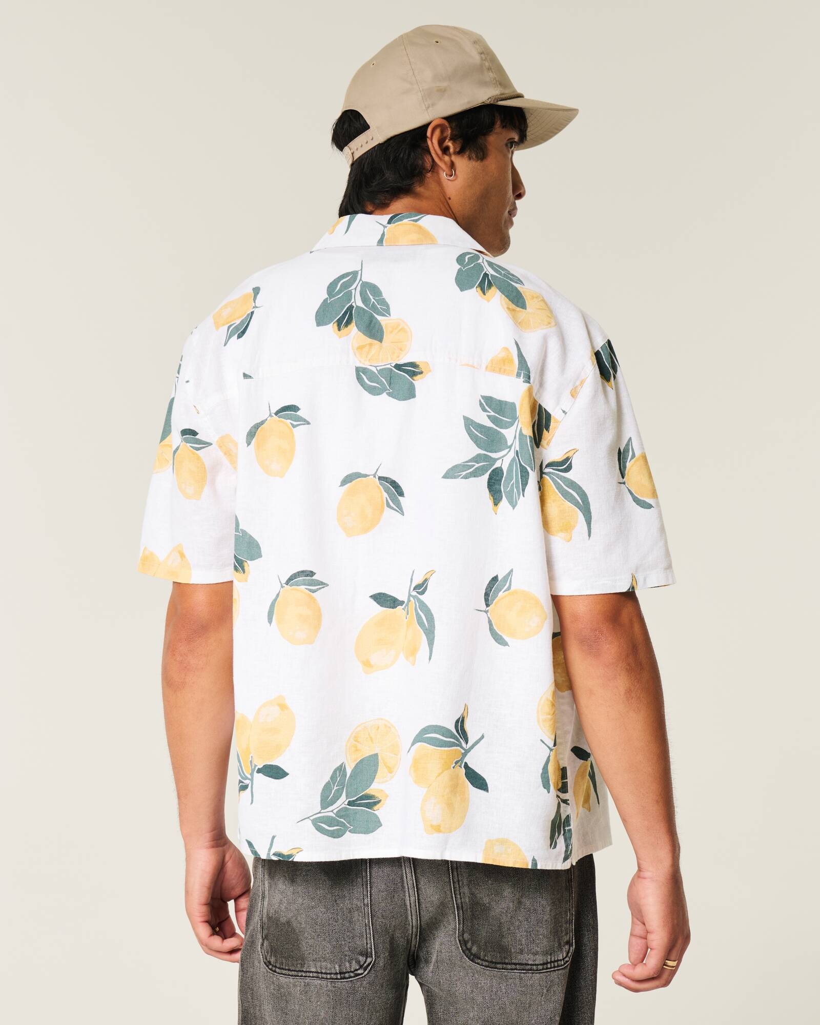 Boxy Short-Sleeve Linen-Blend Shirt