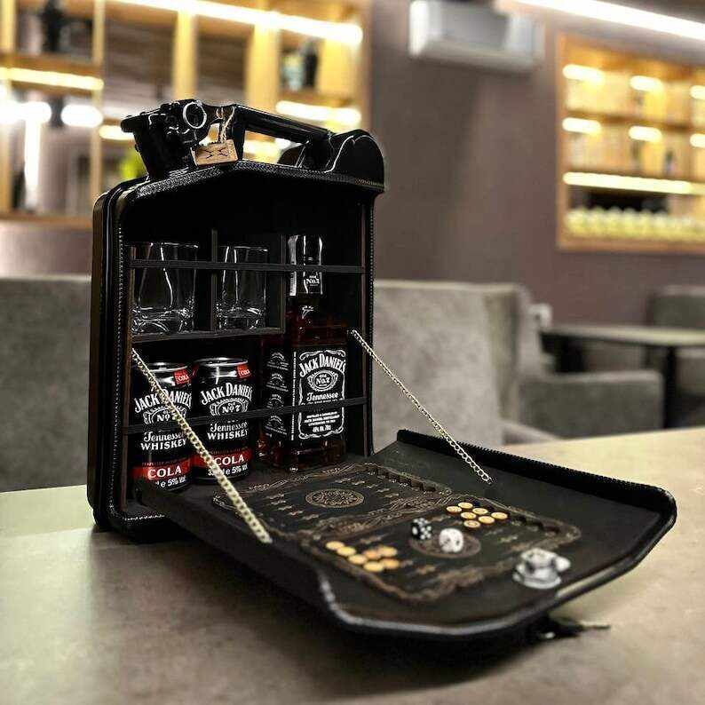 10 L Custom Jerry Can Mini Bar For a Gift, Chess Set Present For The Travel, Custom Fuel Bar, Personalized Mini Bar, Birthday Gift For Him