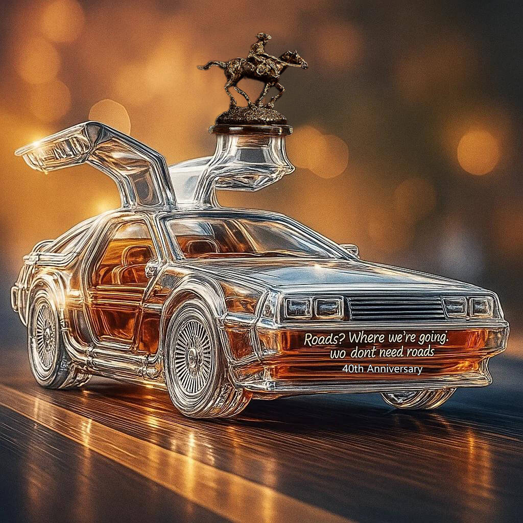 Back to the Future DeLorean 40 Anniversary Whiskey Bottle