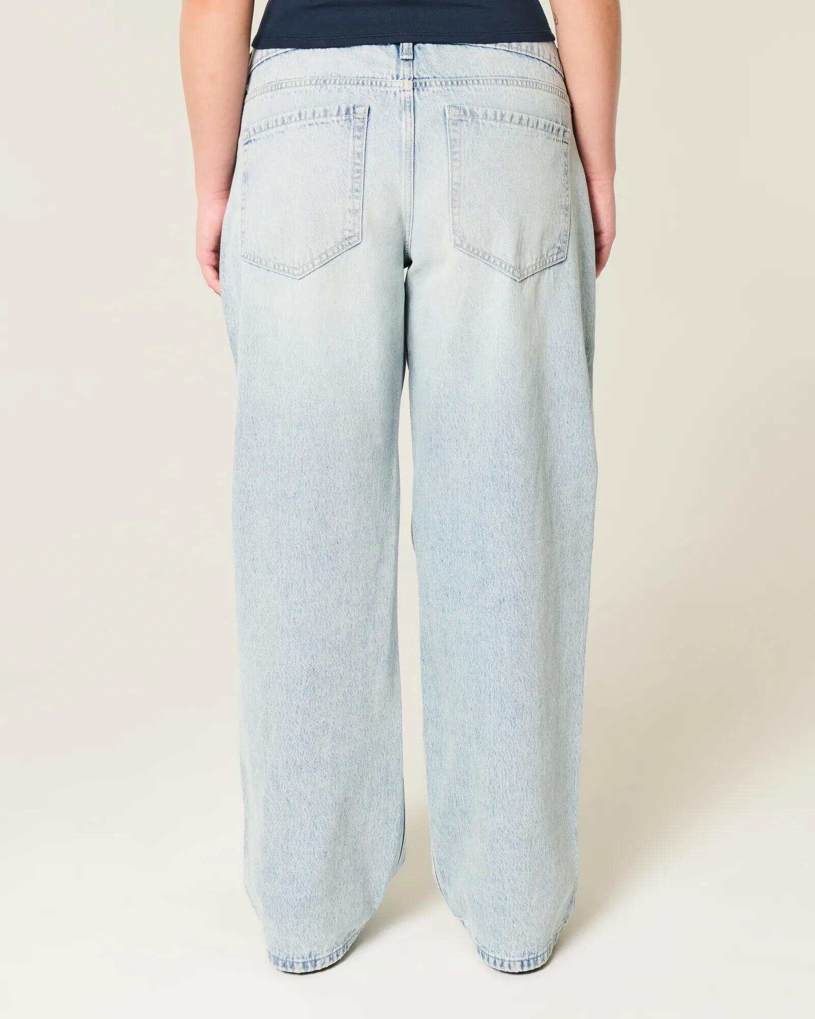 Low-Rise Dark Wash Baggy Jeans