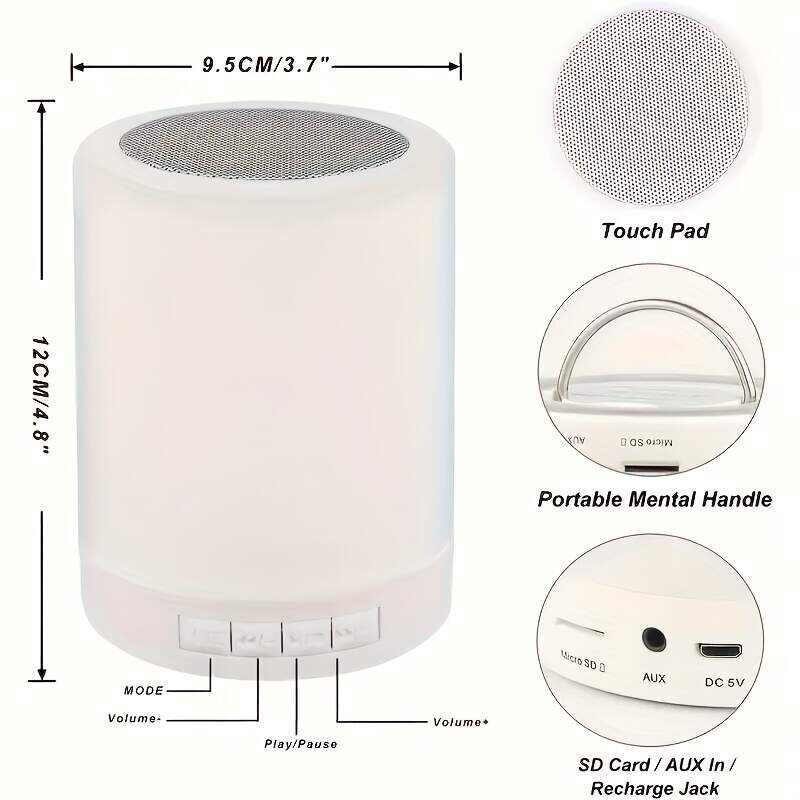 1pc Wireless Night Light Speaker Bass Mini Sound For School Supplies Home Decor, Office, Camping