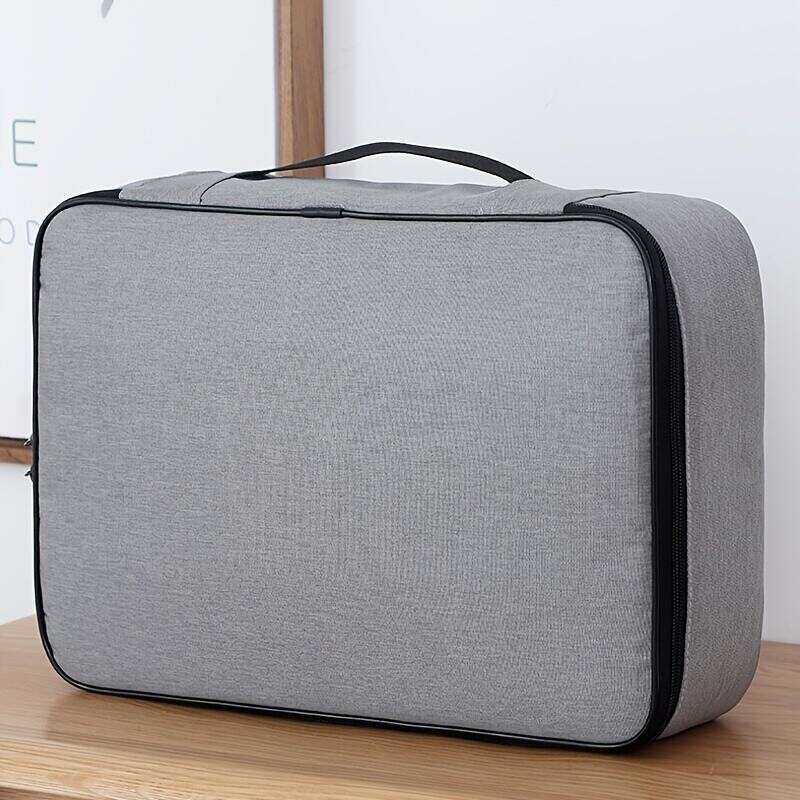 1pc Document Bag With Lock, 3-Layer File Storage Case With Water-Resistant Zipper, Document Safe Portable Travel Home Organizer Bag For Laptop, Files, Certificates