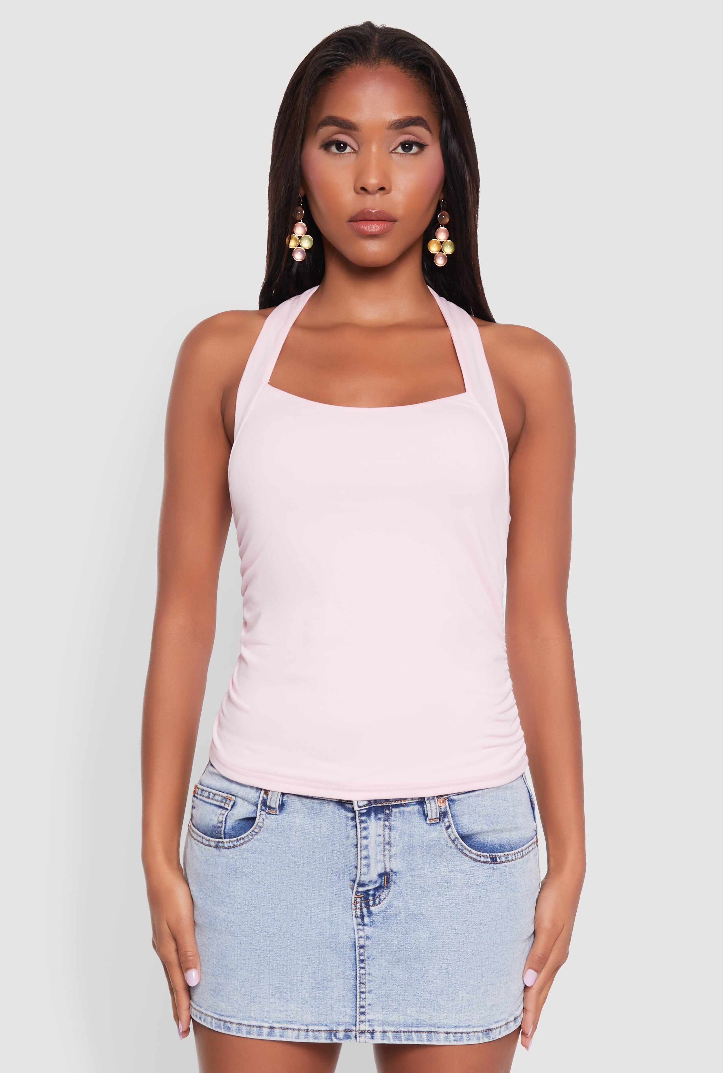 Elegant Ruched Halter Top