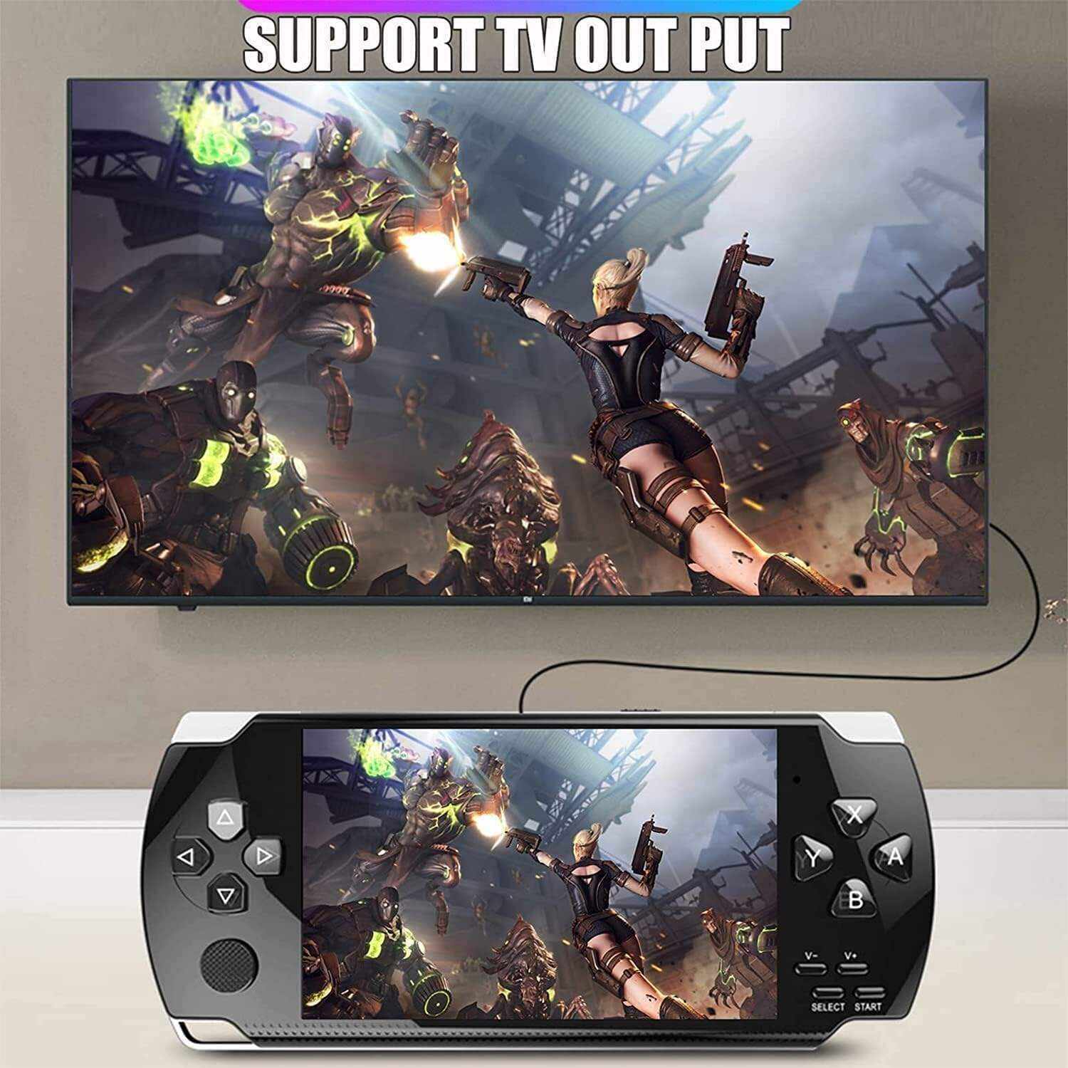 Built-in 1200 Games 4.3’’ HD Screen Retro Gaming System, Support TV Output, Portable Rechargeable Game Console with Dual Joystick, Best Gift for Kids and Adult