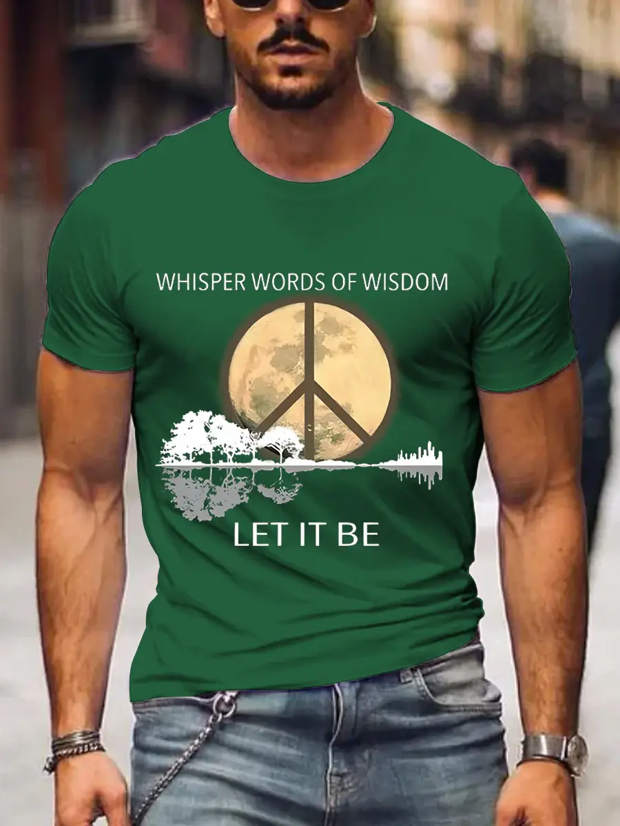 Men's Whisper Words Of Wisdom Let It Be Art Print Casual T-Shirt
