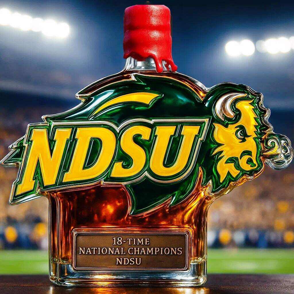 North Dakota State Bison 18-Time National Champion Whiskey Bottles