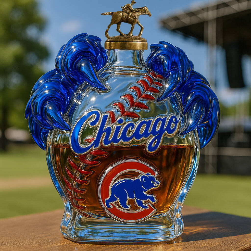 Chicago Cubs-themed Whiskey Bottle