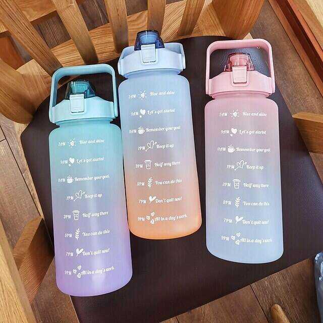 67.63oz/2L Large Capacity Gradient Color Plastic Straw Sports Water Bottle - Perfect for Outdoor Fitness!