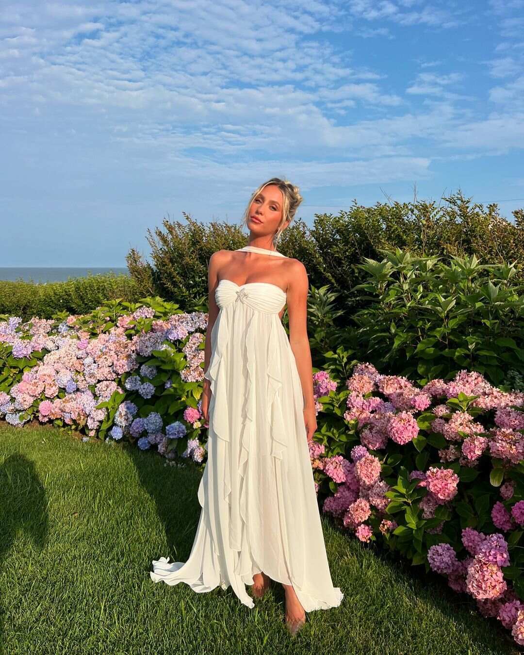Sexy halterneck chiffon ruffled dress