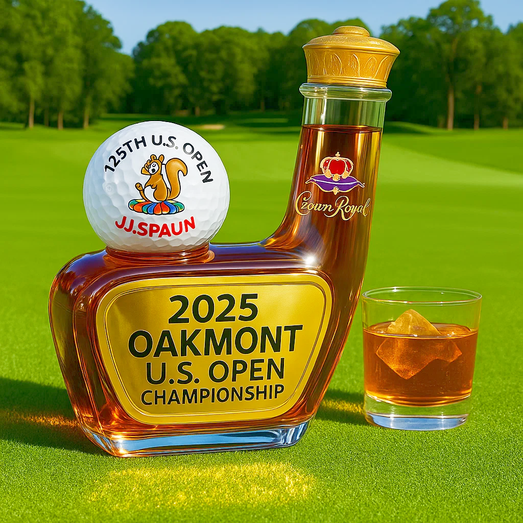 JJ Spaun Oakmont U.S. Open Champion Whiskey Bottle