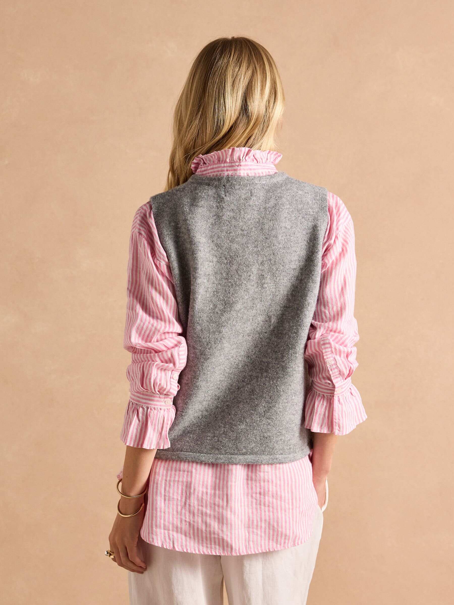 Holly Grey Button Through Knitted Vest