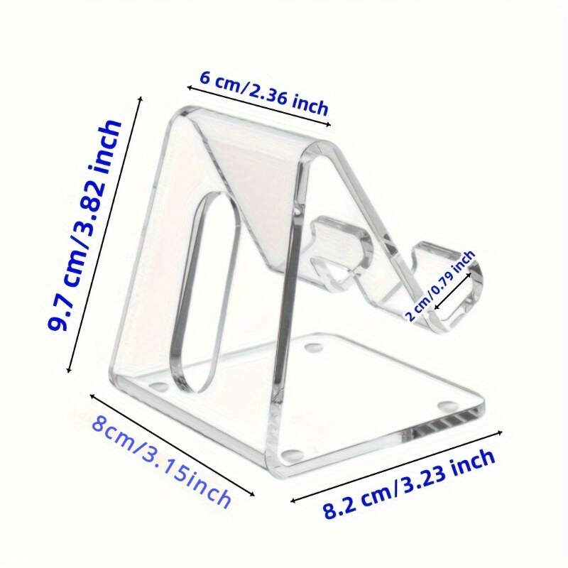 [Clear Phone Stand] Universal Clear Acrylic Phone Stand | ABS Material, Non-Slip Pads, Charging Hole, Ergonomic Design for All Smartphones 4-8 Inches - Office Desk Accessories