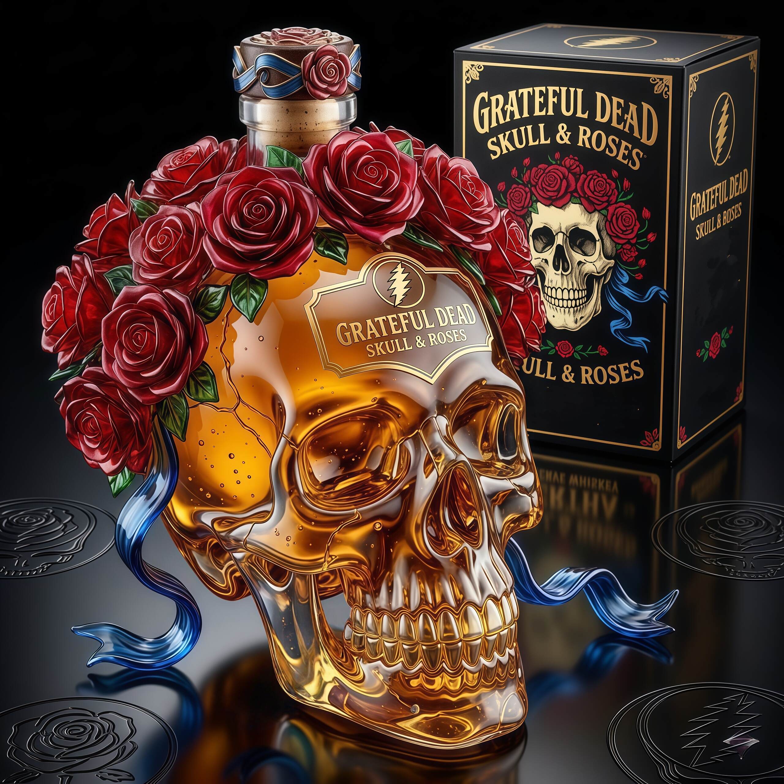 💀🌹 Grateful Dead Skull & Roses 3D Sculpted Bottle
