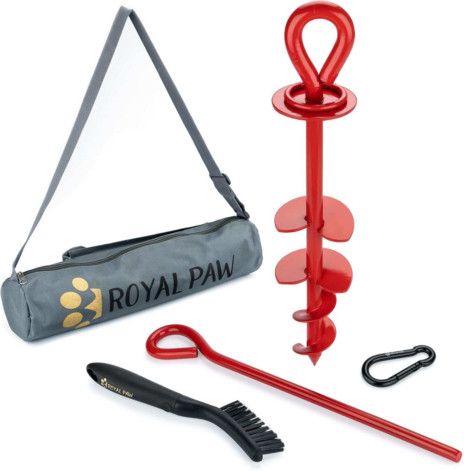 ROYAL-PAW Dog Tie Out Stake - for Large Dogs up to 210 lbs - Heavy Duty Dog Stake for Yard, Beach & Camping Outside - Best in Ground Anchor for a Dog Cable, Leash, Lead Tether (1, Midnight Black)