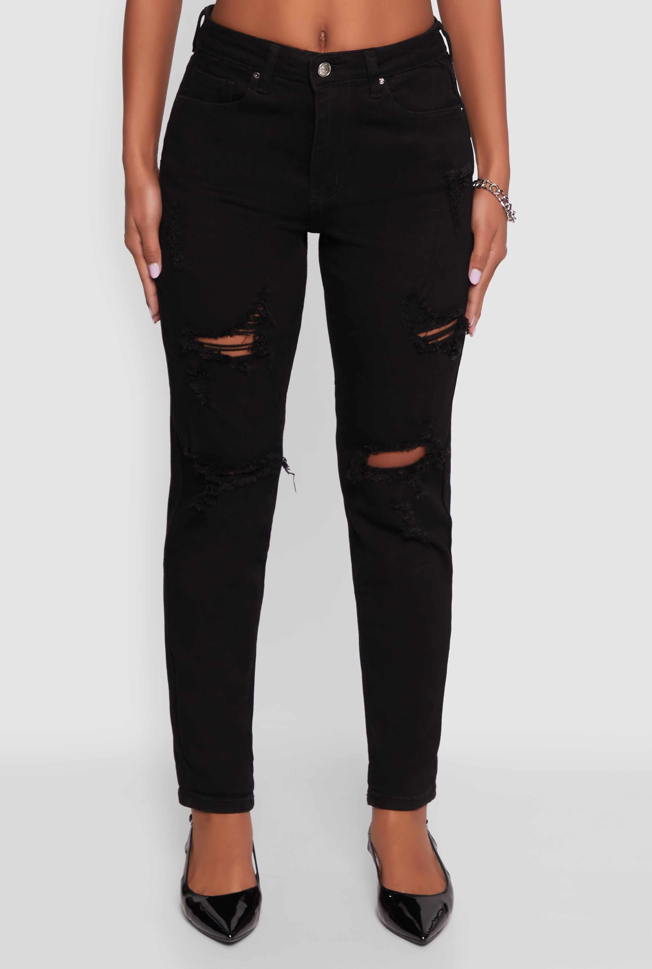 WAX Distressed Stretch Slim Leg Jeans