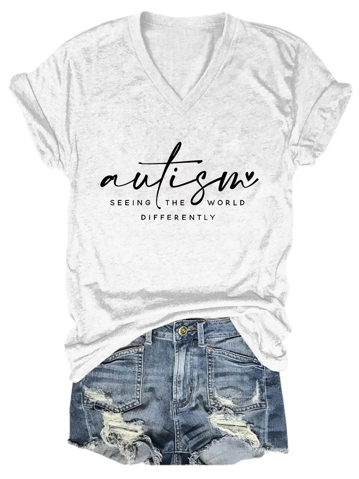 Autism Awareness Autism Seeing The World Differently Casual Print T-shirt