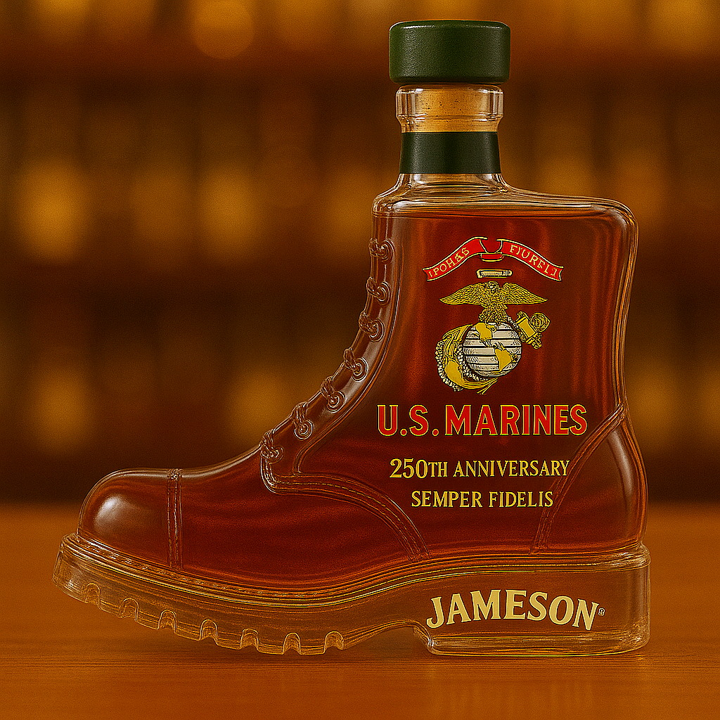 Marine Corps 250th Anniversary Tactical Boots Whisky bottle