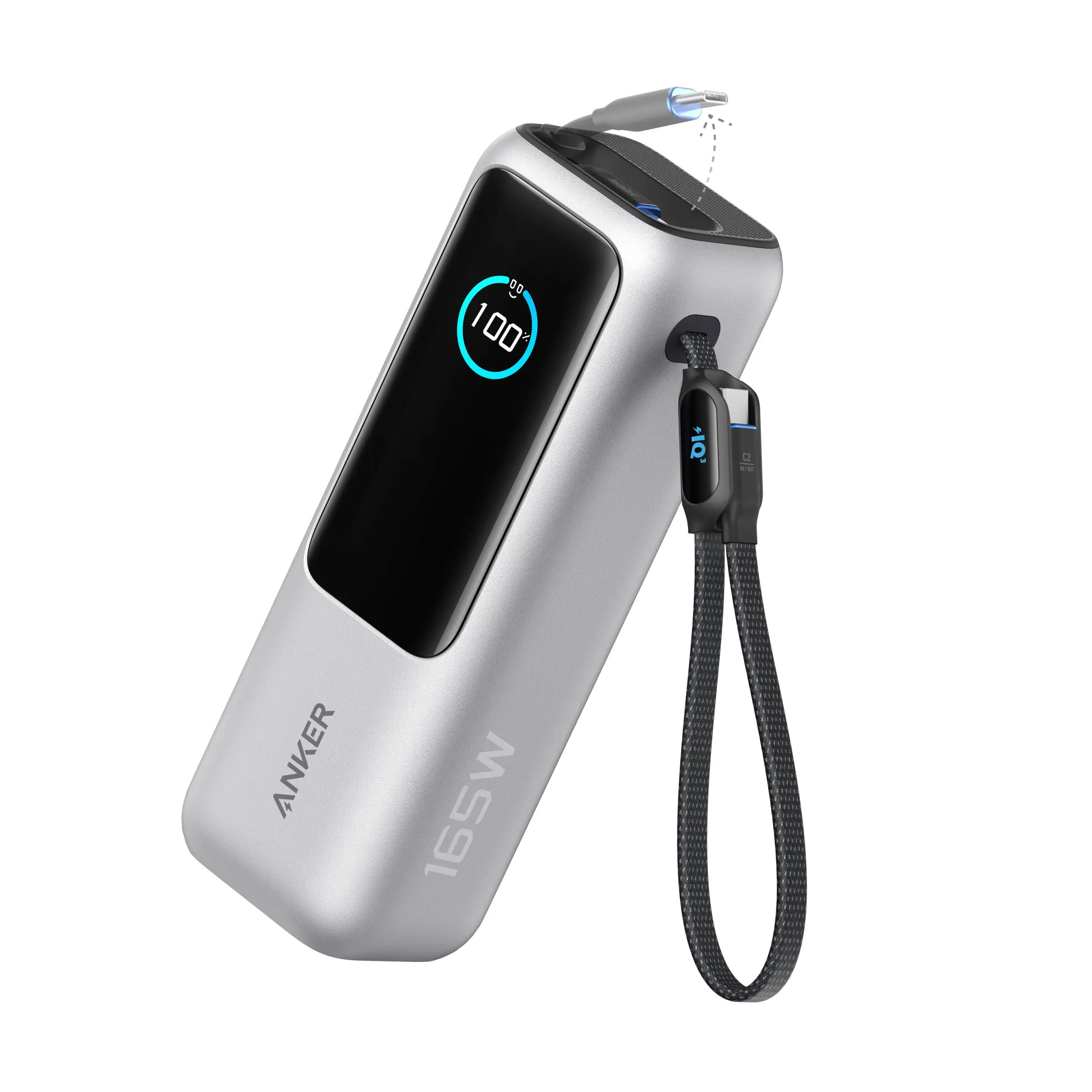 Portable Laptop Power Bank with Built-In Cables, 25000mAh High-Capacity Battery, Fast Charging for 4 Devices, Ideal for Office & Trips, Compatible with iPhone, MacBook, Galaxy