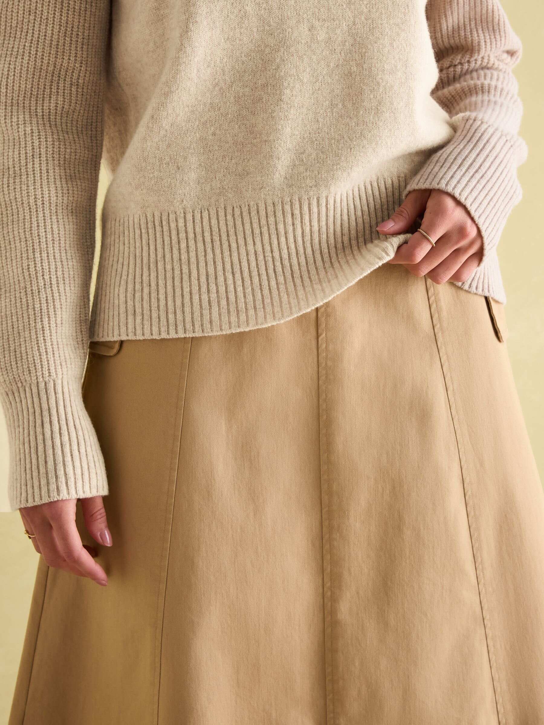 May Oatmeal Merino Wool Jumper with Detachable Roll Neck