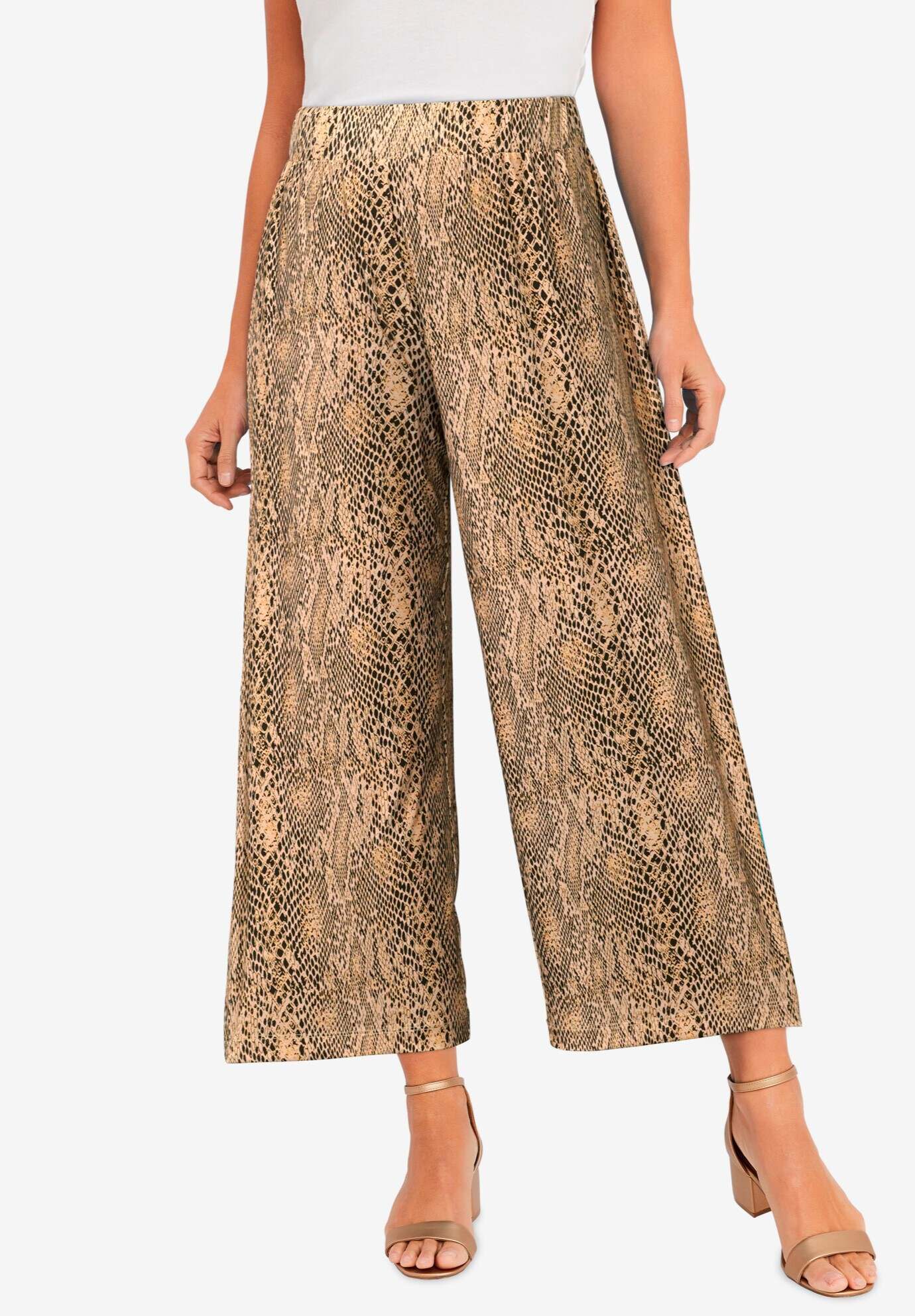 Stretch Knit Wide Leg Crop Pant